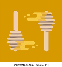 Vector illustration banner, honeycomb image, flat icon illustration with sweet tasty honey. Natural eco product made with bees for bio business.