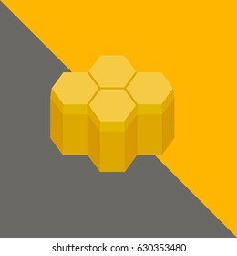 Vector illustration banner, honeycomb image, flat icon illustration with sweet tasty honey. Natural eco product made with bees for bio business.