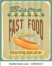 vector illustration banner with hot dog  on the vintage background- eps10