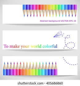 Vector illustration of a banner. Banner with the image of colored pencils.