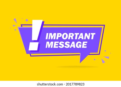 Vector illustration banner important message with exclamation mark.