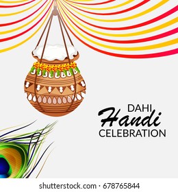 Vector illustration of a Banner for indian festival of janmashtami dahi handi celebration.