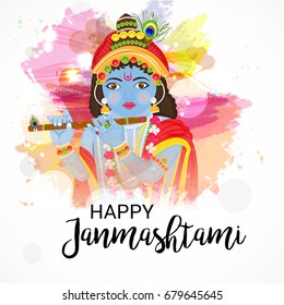 Vector illustration of a Banner for indian festival of janmashtami celebration.