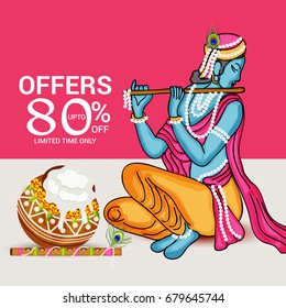 Vector illustration of a Banner for indian festival of janmashtami celebration.