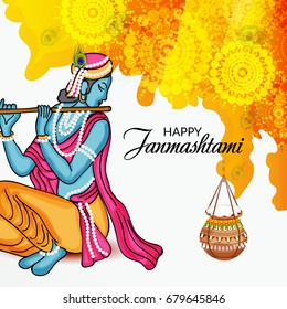 Vector illustration of a Banner for indian festival of janmashtami celebration.