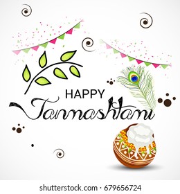 Vector illustration of a Banner for indian festival of janmashtami celebration.
