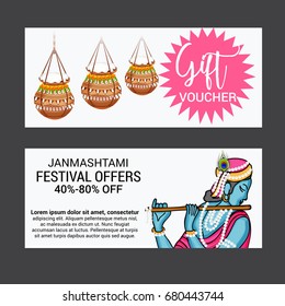 Vector illustration of a Banner for indian festival of janmashtami celebration.