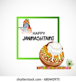 Vector illustration of a Banner for indian festival of janmashtami celebration.