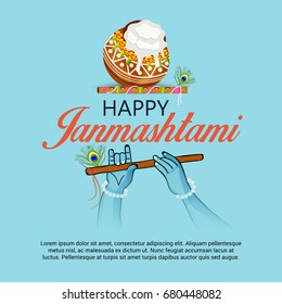 Vector illustration of a Banner for indian festival of janmashtami celebration.
