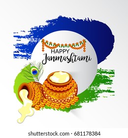Vector illustration of a Banner for indian festival of janmashtami celebration.