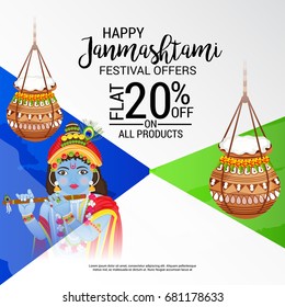 Vector illustration of a Banner for indian festival of janmashtami celebration.