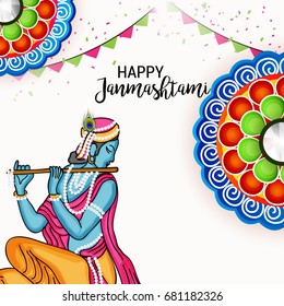 Vector illustration of a Banner for indian festival of janmashtami celebration.