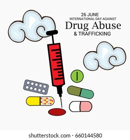 Vector illustration of a Banner for International Day Against Drug Abuse and Trafficking.