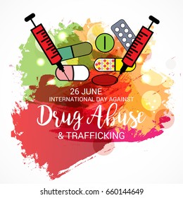 Vector illustration of a Banner for International Day Against Drug Abuse and Trafficking.