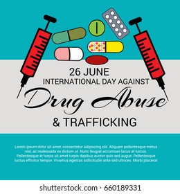 Vector illustration of a Banner for International Day Against Drug Abuse and Trafficking.