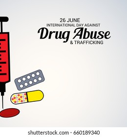 Vector illustration of a Banner for International Day Against Drug Abuse and Trafficking.