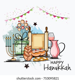 Vector illustration of a Banner for Jewish Holiday  Hanukkah.