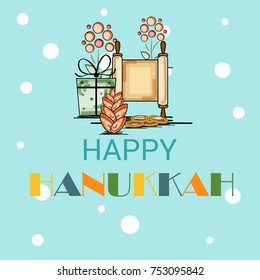 Vector illustration of a Banner for Jewish Holiday  Hanukkah.