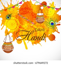 Vector illustration of a Banner for krishna janmashtami, dahi handi celebration.