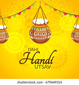 Vector illustration of a Banner for krishna janmashtami, dahi handi celebration.