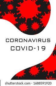 Vector illustration, banner, layout, template. Red coronavirus on black background,covid-19, pandemic, virus, danger,science, medicine.