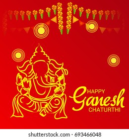 Vector illustration of a Banner of Lord Ganesh for Ganpati Chaturthi.