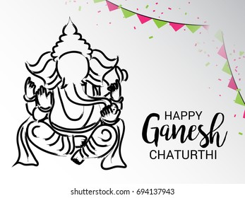 Vector illustration of a Banner of Lord Ganesh for Ganpati Chaturthi.