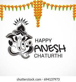 Vector illustration of a Banner of Lord Ganesh for Ganpati Chaturthi.