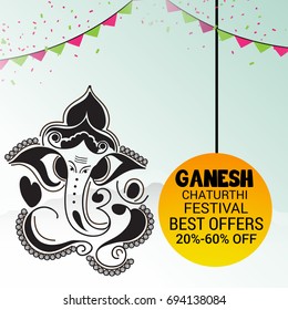 Vector illustration of a Banner of Lord Ganesh for Ganpati Chaturthi.