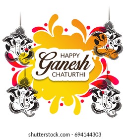 Vector illustration of a Banner of Lord Ganesh for Ganpati Chaturthi.
