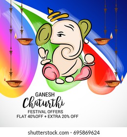 Vector illustration of a Banner of Lord Ganesh for Ganpati Chaturthi.