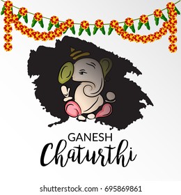 Vector illustration of a Banner of Lord Ganesh for Ganpati Chaturthi.