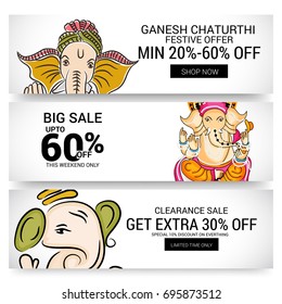 Vector illustration of a Banner of Lord Ganesh for Ganpati Chaturthi.