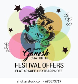 Vector illustration of a Banner of Lord Ganesh for Ganpati Chaturthi.