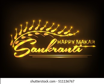 Vector illustration of a Banner For Makar Sankranti with Beautiful Text.