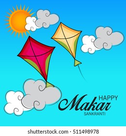 Vector illustration of a Banner For Makar Sankranti with Beautiful Kite.