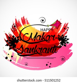 Vector illustration of a Banner For Makar Sankranti with Beautiful Text.