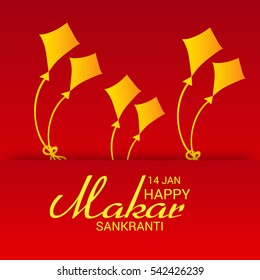 Vector illustration of a Banner For Makar Sankranti with Beautiful Kites.