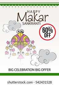 Vector illustration of a Banner For Makar Sankranti with Beautiful Text.