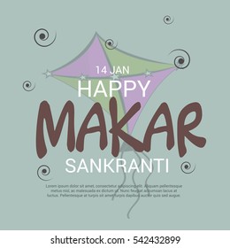 Vector illustration of a Banner For Makar Sankranti with Beautiful Text.