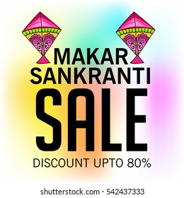 Vector illustration of a Banner For Makar Sankranti with Beautiful Text and Colorful Kites.