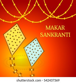 Vector illustration of a Banner For Makar Sankranti with Beautiful Kites.