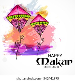 Vector illustration of a Banner For Makar Sankranti with Colorful Kites.