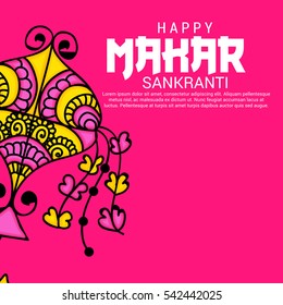 Vector illustration of a Banner For Makar Sankranti with Beautiful Kite.