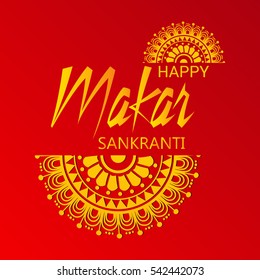 Vector illustration of a Banner For Makar Sankranti with Beautiful Text.