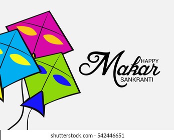 Vector illustration of a Banner For Makar Sankranti with Colorful Kites.