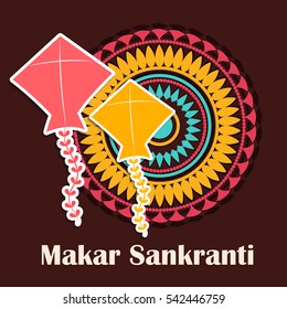 Vector illustration of a Banner For Makar Sankranti with Colorful Kites.