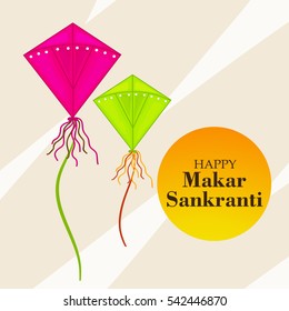 Vector illustration of a Banner For Makar Sankranti with Colorful Kites.