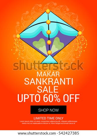 Vector illustration of a Banner For Makar Sankranti with Beautifu lKite.