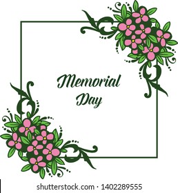 Vector illustration banner of memorial day with beauty of pink bouqet frame